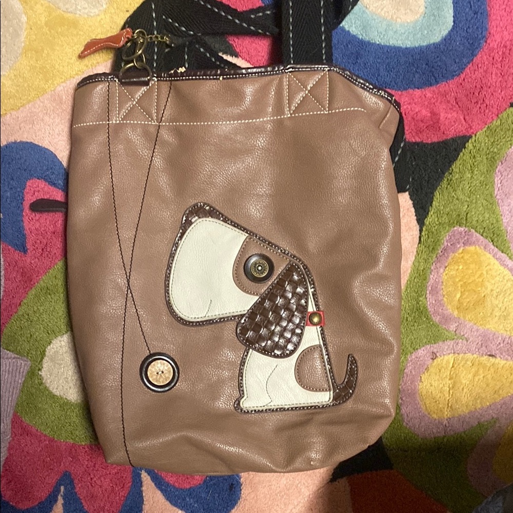Brown Dog Appliqué Tote Bag Chaka great condition